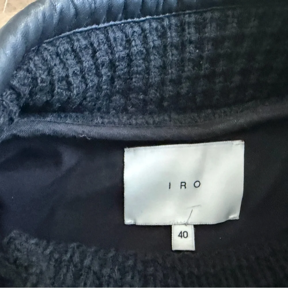 IRO Chelane Black Waffle Knit Leather Trimmed Jacket - Picture 2 of 7